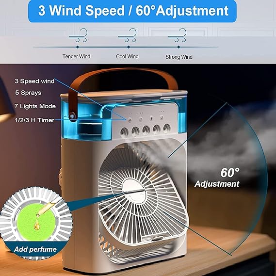 Mini Portable Air Cooling Fan & Humidifier (USB Powered, Multifunction) - CheeKart 